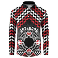 Personalised Aotearoa Niho Taniwha Motif Button Sweatshirt Red Style