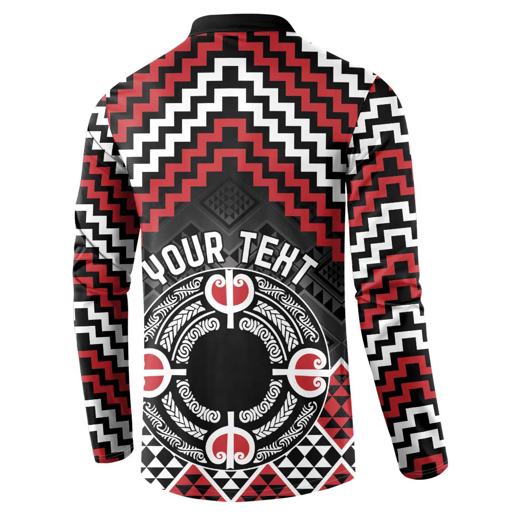 Personalised Aotearoa Niho Taniwha Motif Button Sweatshirt Red Style