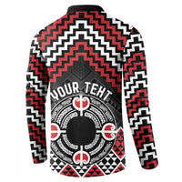 Personalised Aotearoa Niho Taniwha Motif Button Sweatshirt Red Style