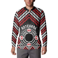 Personalised Aotearoa Niho Taniwha Motif Button Sweatshirt Red Style