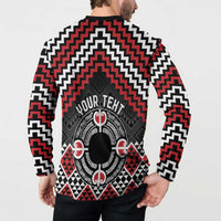 Personalised Aotearoa Niho Taniwha Motif Button Sweatshirt Red Style