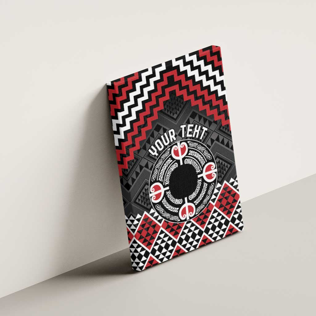 Personalised Aotearoa Niho Taniwha Motif Canvas Wall Art Red Style