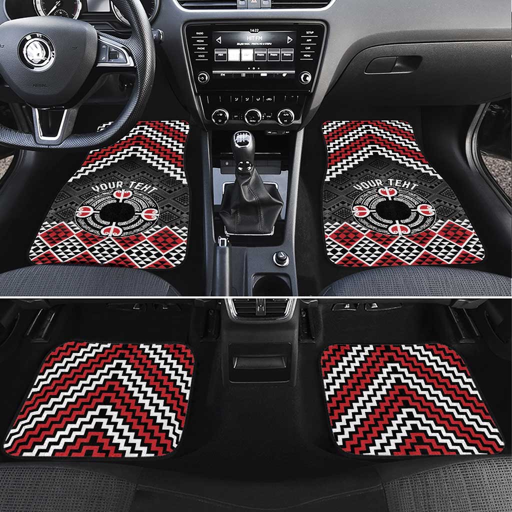 Personalised Aotearoa Niho Taniwha Motif Car Mats Red Style