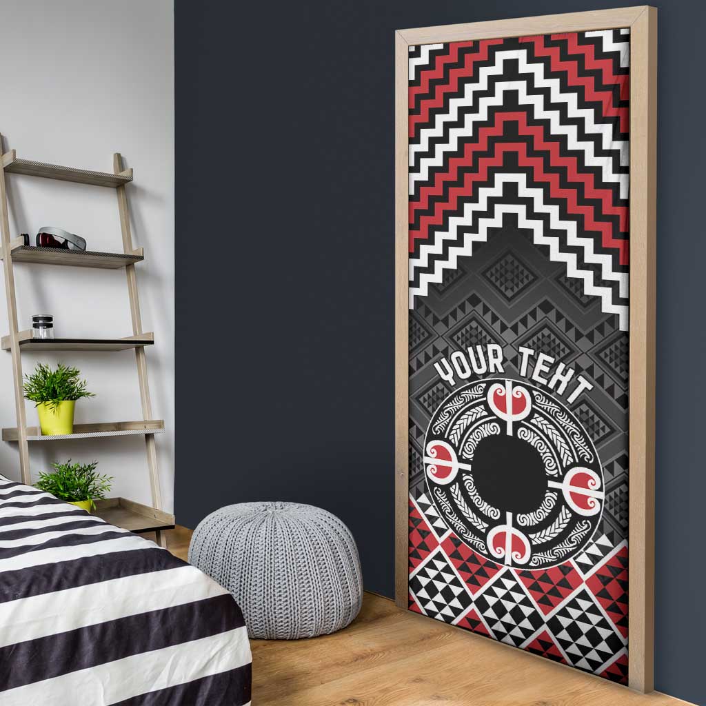 Personalised Aotearoa Niho Taniwha Motif Door Cover Red Style - Polynesian Pride
