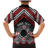 Personalised Aotearoa Niho Taniwha Motif Family Matching Mermaid Dress and Hawaiian Shirt Red Style