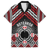 Personalised Aotearoa Niho Taniwha Motif Family Matching Tank Maxi Dress and Hawaiian Shirt Red Style LT9 Dad's Shirt - Short Sleeve Red - Polynesian Pride