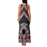Personalised Aotearoa Niho Taniwha Motif Family Matching Tank Maxi Dress and Hawaiian Shirt Red Style LT9 - Polynesian Pride