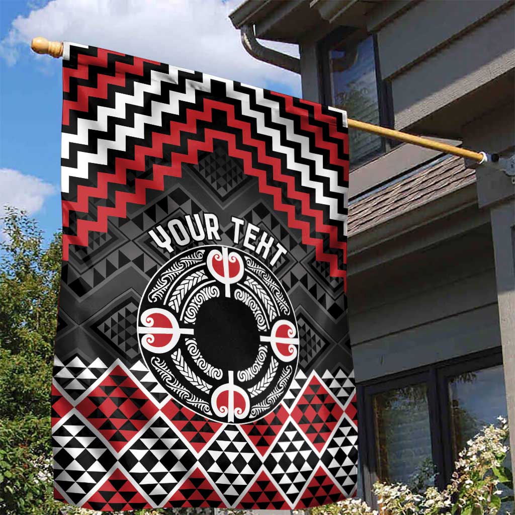 Personalised Aotearoa Niho Taniwha Motif Garden Flag Red Style