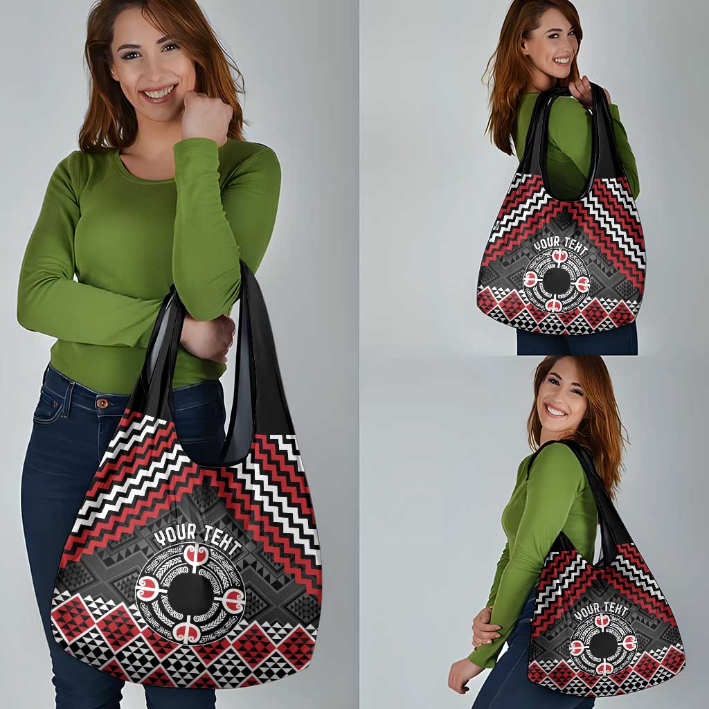 Personalised Aotearoa Niho Taniwha Motif Grocery Bag Red Style