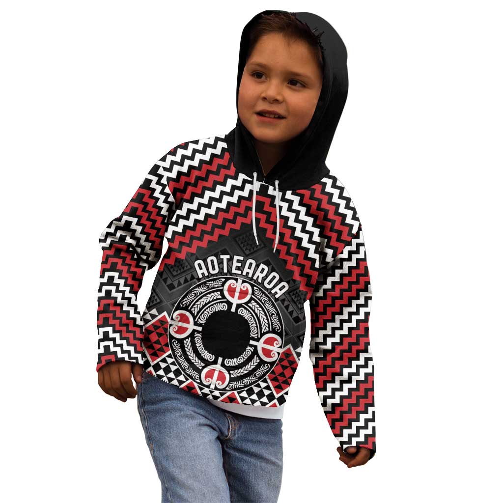 Personalised Aotearoa Niho Taniwha Motif Kid Hoodie Red Style