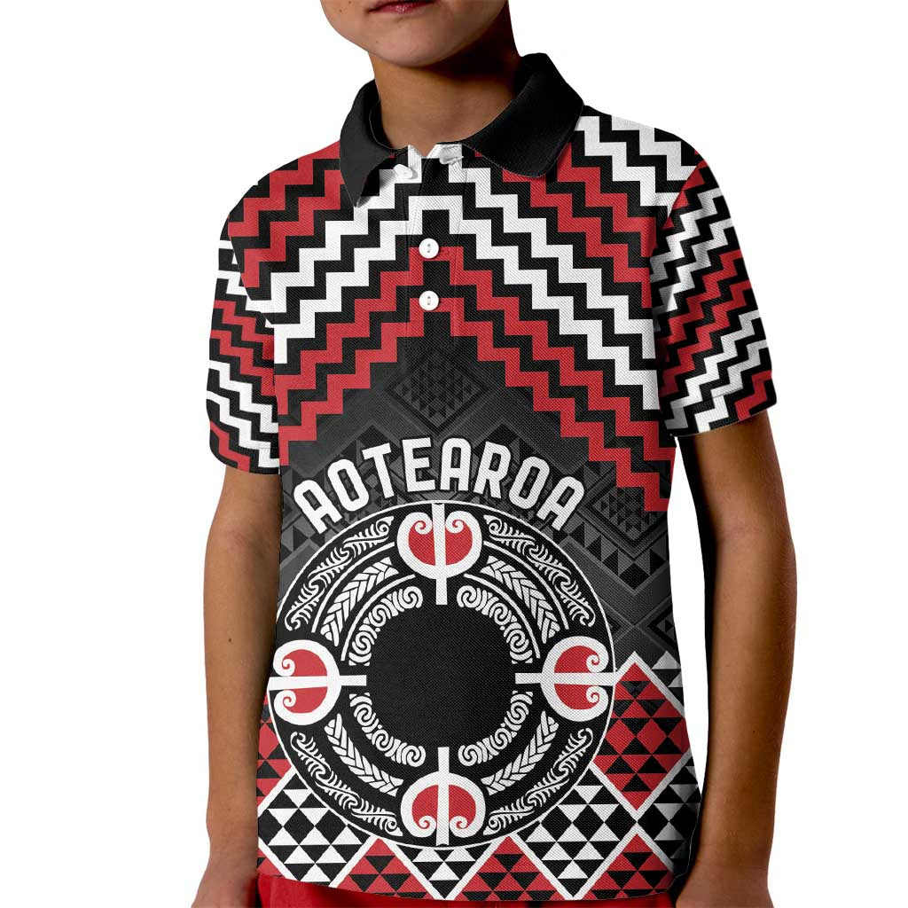 Personalised Aotearoa Niho Taniwha Motif Kid Polo Shirt Red Style LT9 Kid Red - Polynesian Pride