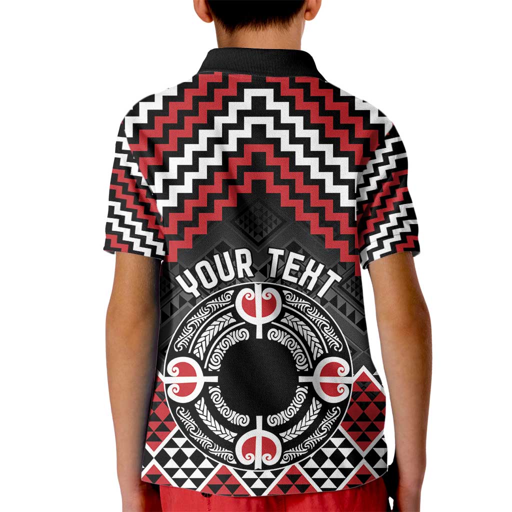 Personalised Aotearoa Niho Taniwha Motif Kid Polo Shirt Red Style LT9 - Polynesian Pride