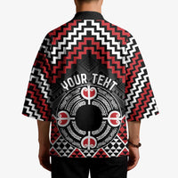 Personalised Aotearoa Niho Taniwha Motif Kimono Red Style - Polynesian Pride