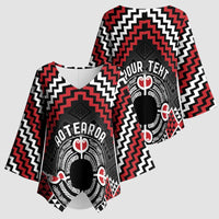 Personalised Aotearoa Niho Taniwha Motif Kimono Sleeve Blouse Red Style - Polynesian Pride