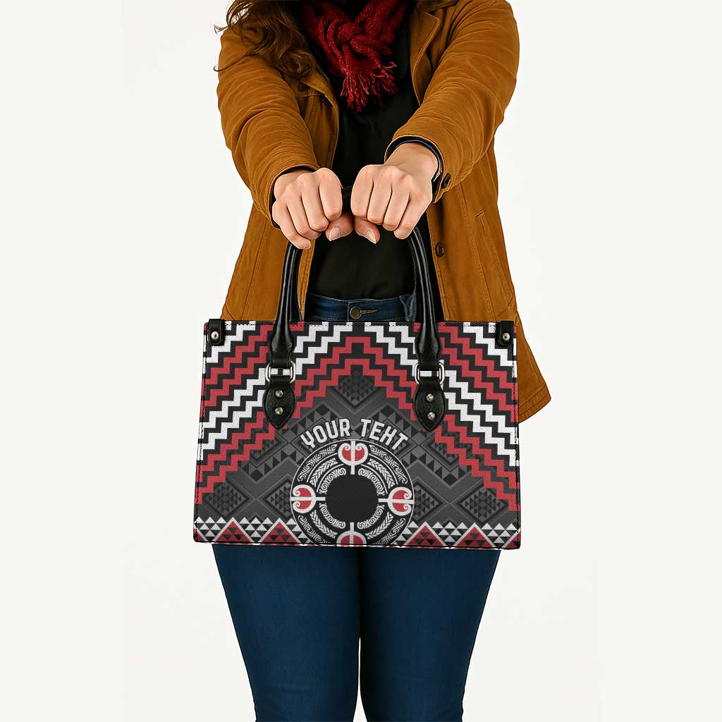 Personalised Aotearoa Niho Taniwha Motif Leather Bag Red Style - Polynesian Pride