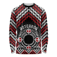 Personalised Aotearoa Niho Taniwha Motif Long Sleeve Shirt Red Style