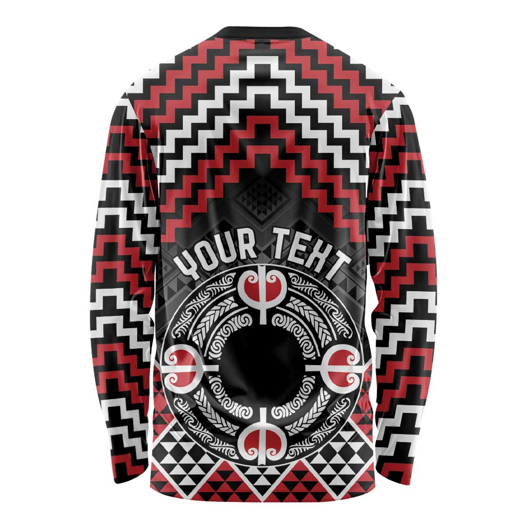 Personalised Aotearoa Niho Taniwha Motif Long Sleeve Shirt Red Style