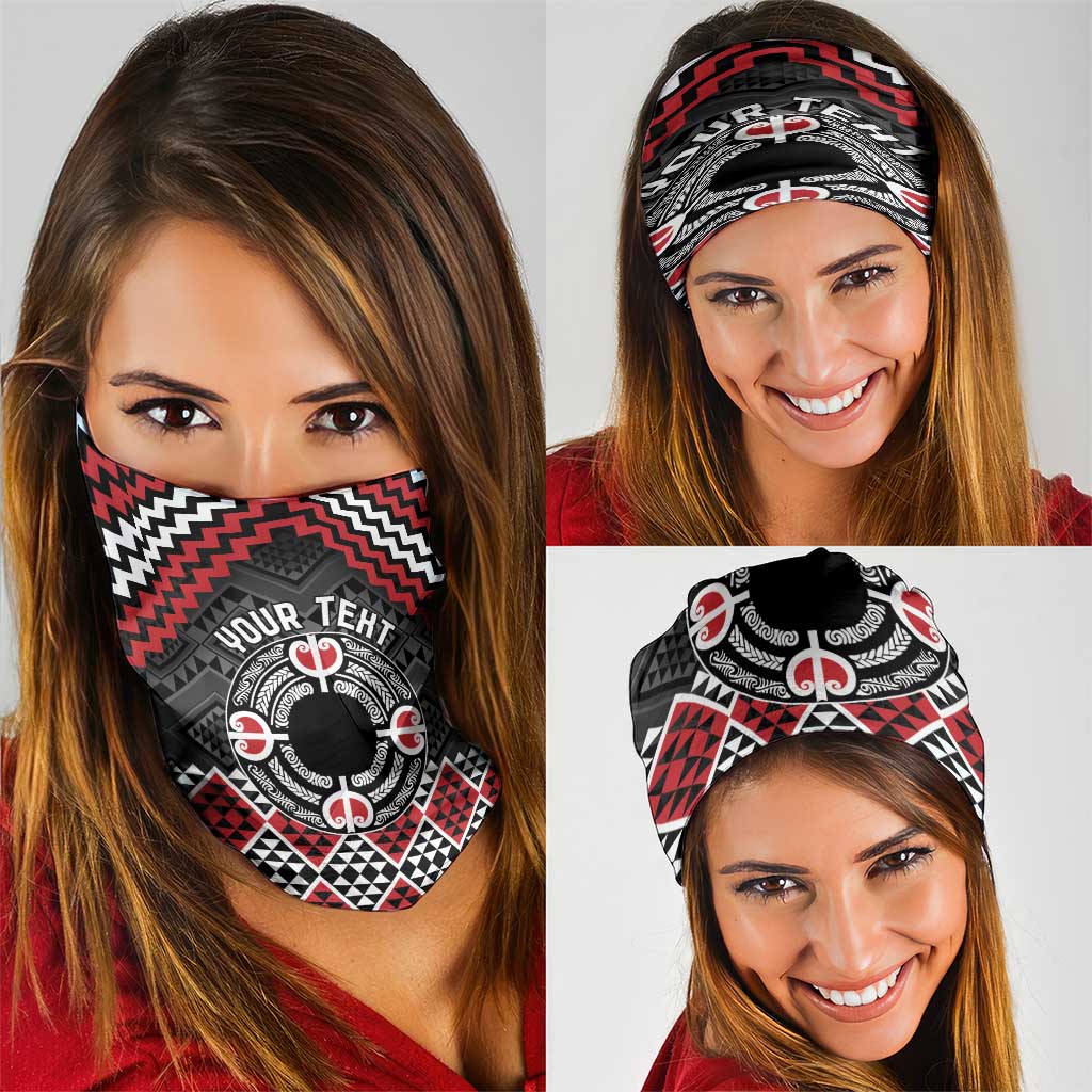 Personalised Aotearoa Niho Taniwha Motif Neck Gaiter Red Style - Polynesian Pride