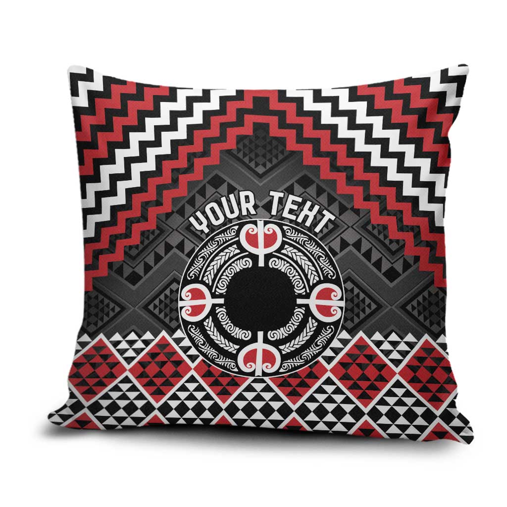 Personalised Aotearoa Niho Taniwha Motif Pillow Cover Red Style LT9 Red - Polynesian Pride