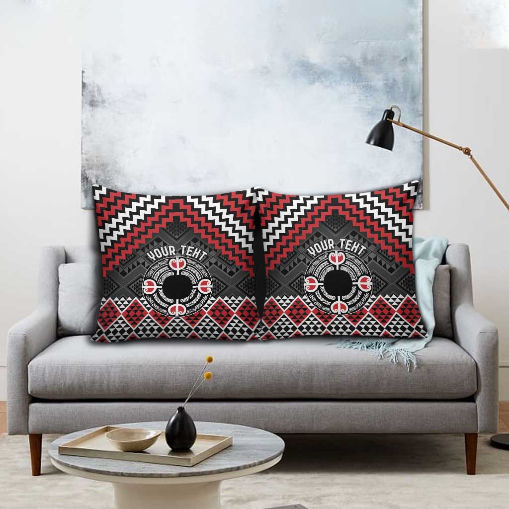 Personalised Aotearoa Niho Taniwha Motif Pillow Cover Red Style LT9 - Polynesian Pride