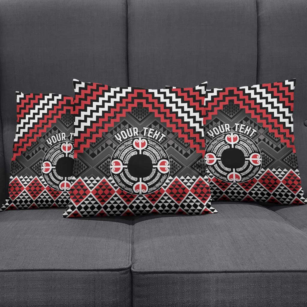 Personalised Aotearoa Niho Taniwha Motif Pillow Cover Red Style LT9 - Polynesian Pride