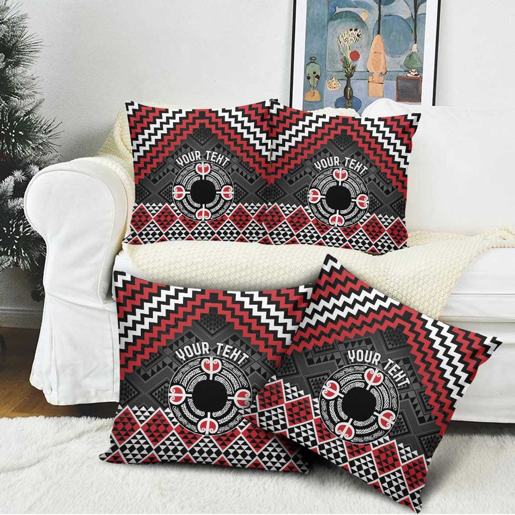Personalised Aotearoa Niho Taniwha Motif Pillow Cover Red Style LT9 - Polynesian Pride