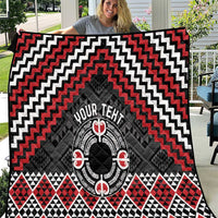 Personalised Aotearoa Niho Taniwha Motif Quilt Red Style LT9 Red - Polynesian Pride