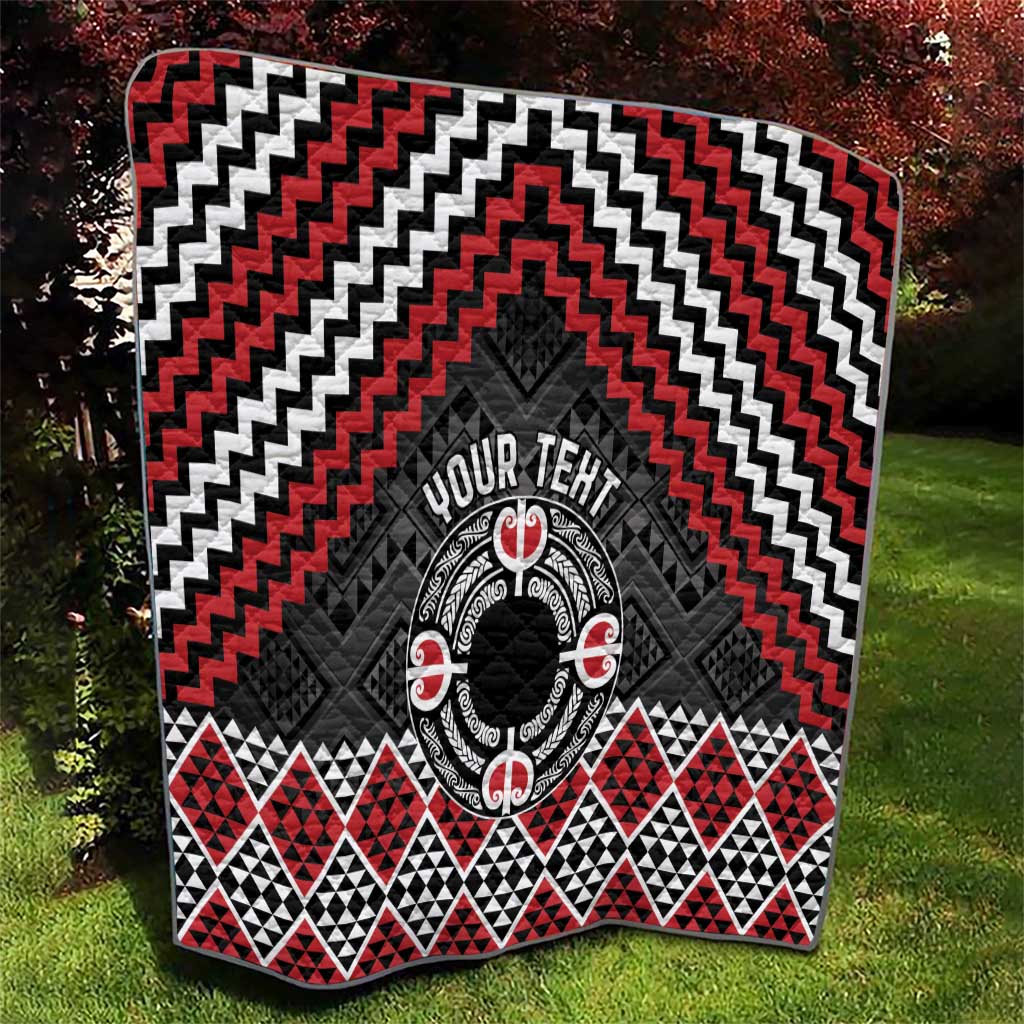 Personalised Aotearoa Niho Taniwha Motif Quilt Red Style LT9 - Polynesian Pride