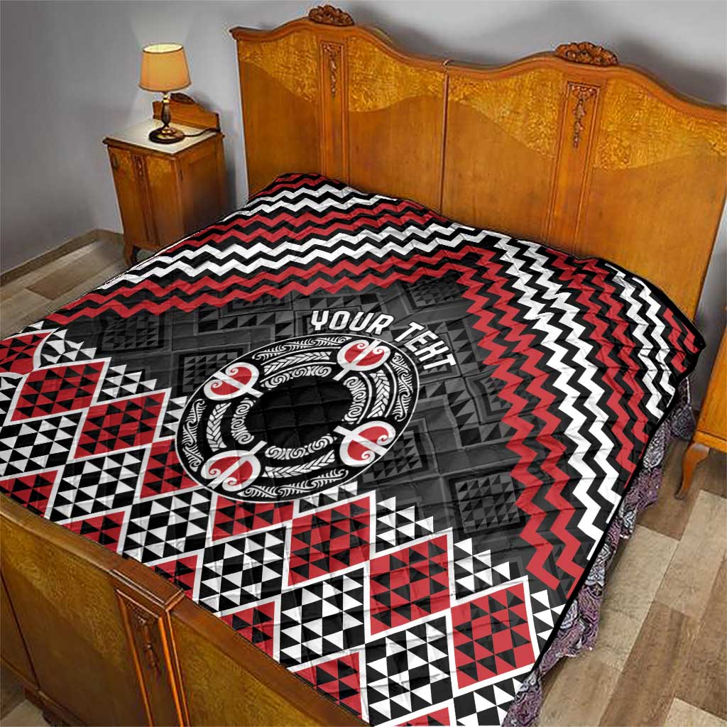 Personalised Aotearoa Niho Taniwha Motif Quilt Red Style LT9 - Polynesian Pride