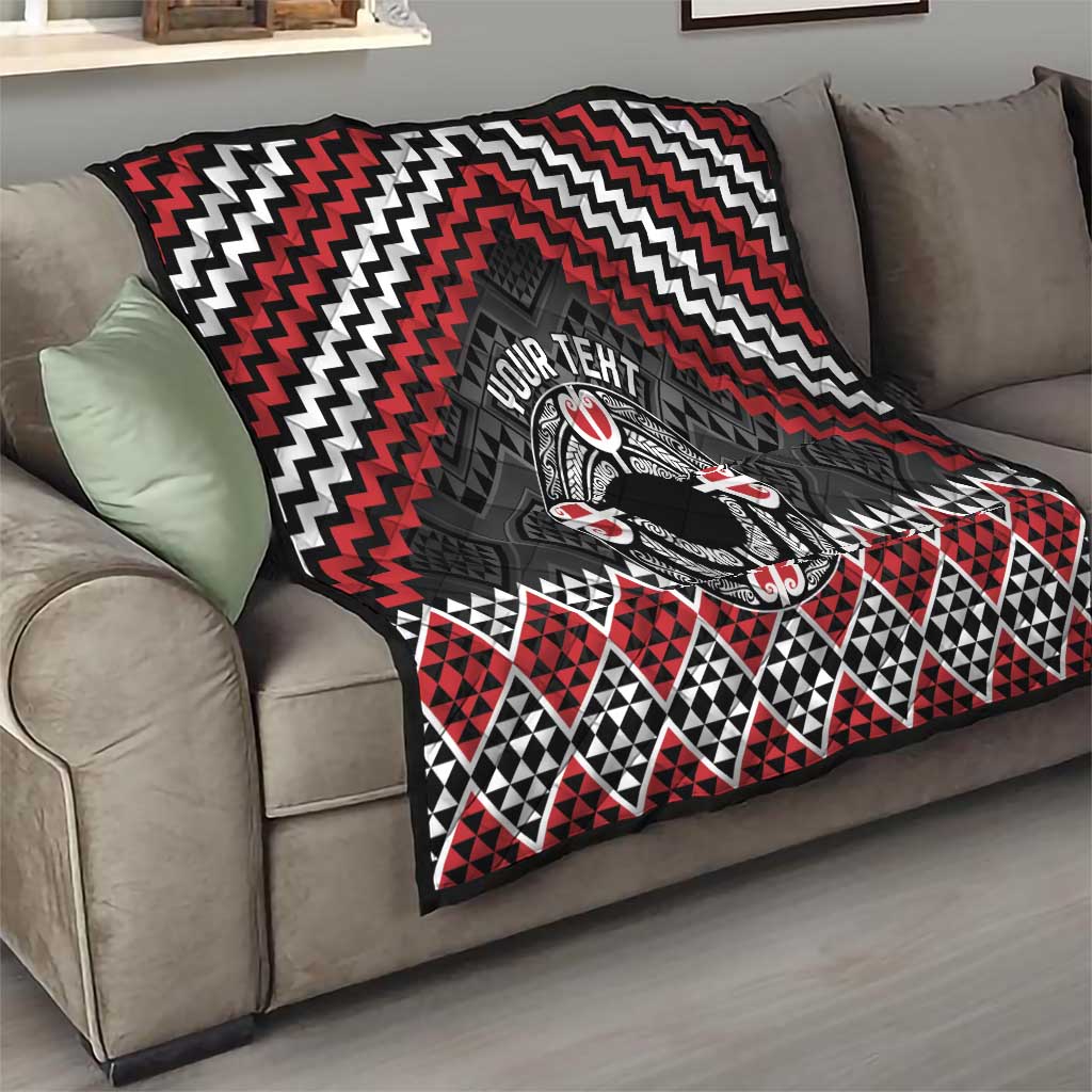 Personalised Aotearoa Niho Taniwha Motif Quilt Red Style LT9 - Polynesian Pride