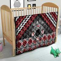 Personalised Aotearoa Niho Taniwha Motif Quilt Red Style LT9 - Polynesian Pride