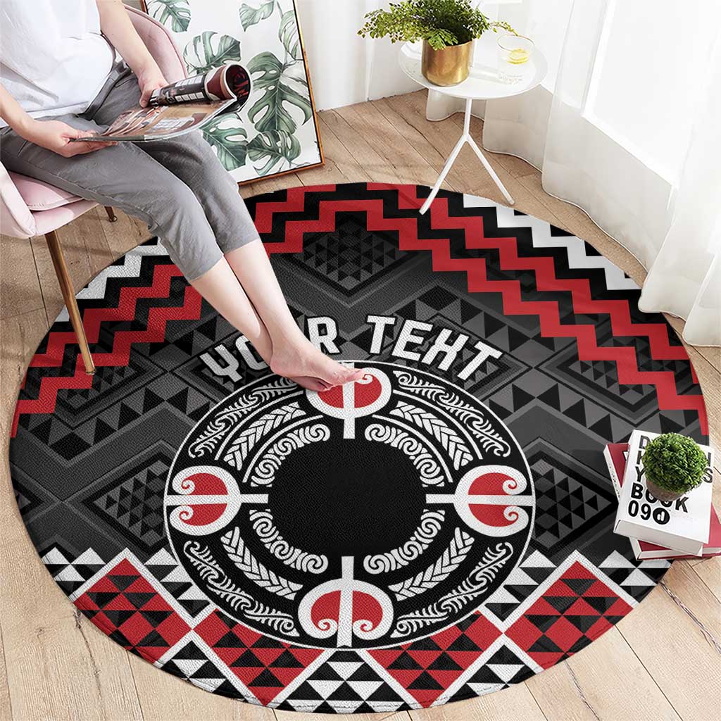 Personalised Aotearoa Niho Taniwha Motif Round Carpet Red Style