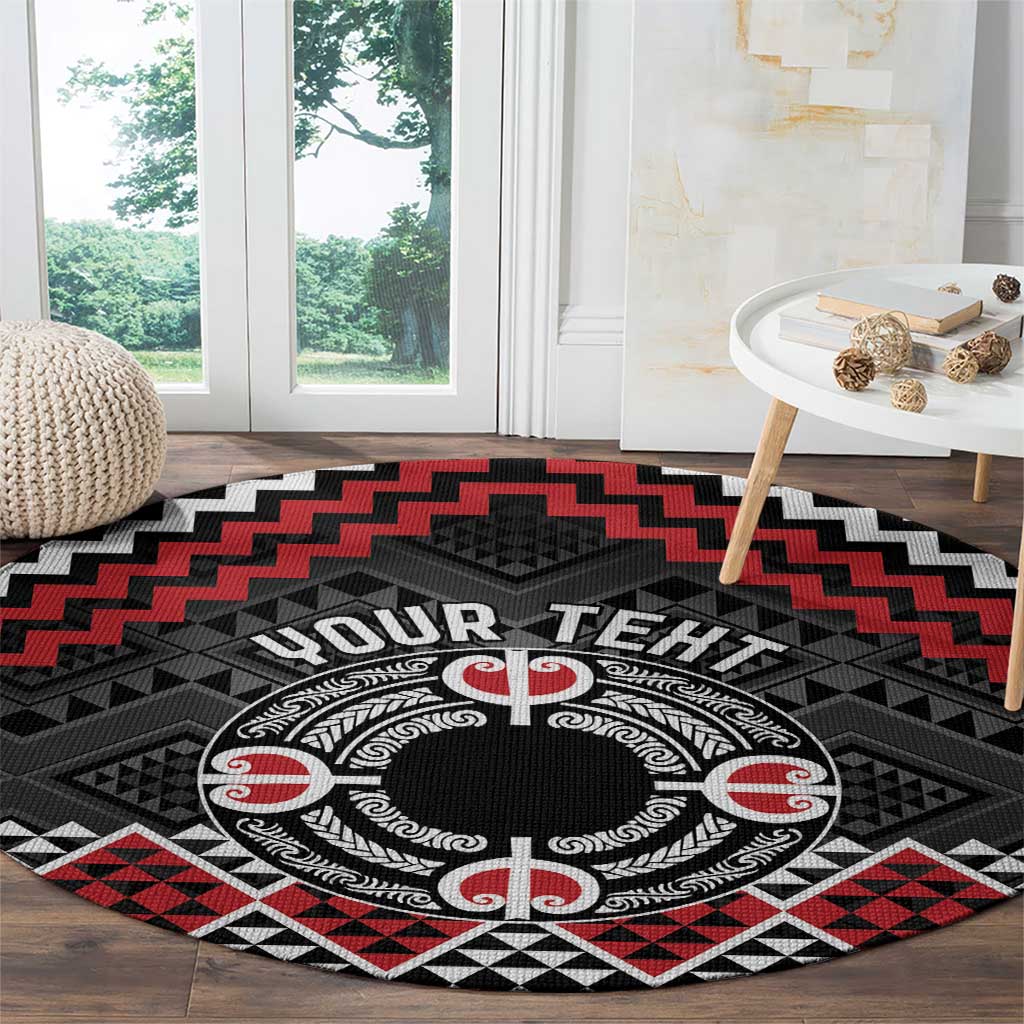 Personalised Aotearoa Niho Taniwha Motif Round Carpet Red Style
