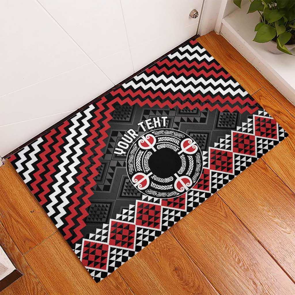 Personalised Aotearoa Niho Taniwha Motif Rubber Doormat Red Style LT9 - Polynesian Pride
