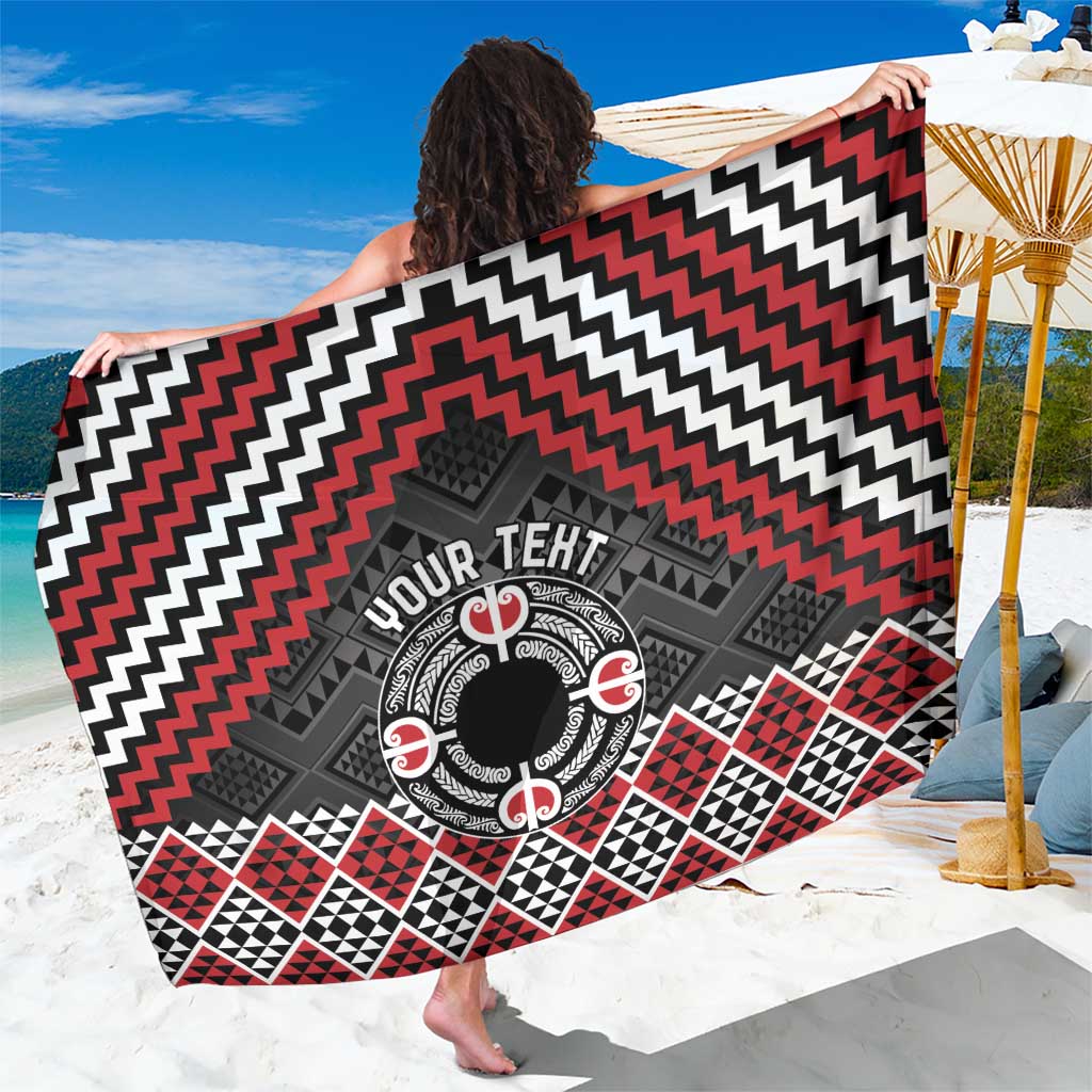Personalised Aotearoa Niho Taniwha Motif Sarong Red Style LT9 One Size 44 x 66 inches Red - Polynesian Pride