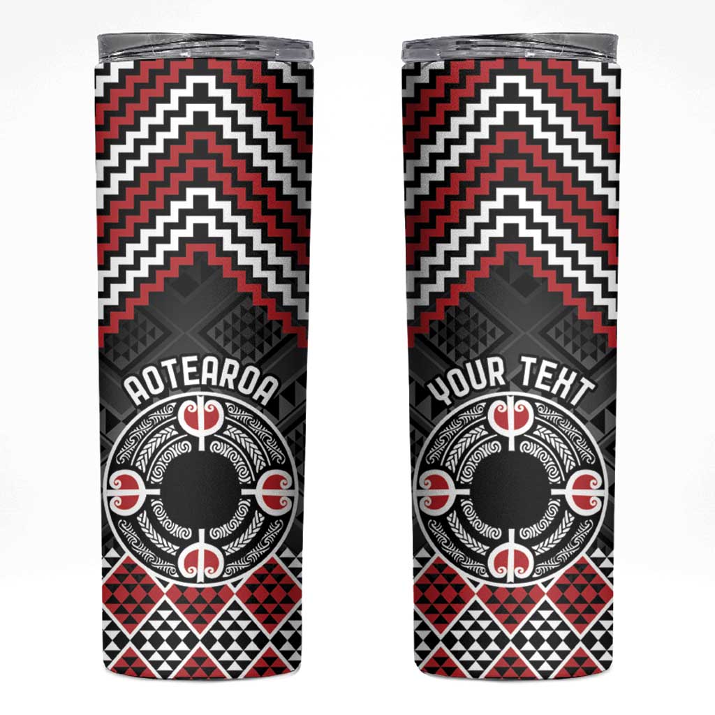 Personalised Aotearoa Niho Taniwha Motif Skinny Tumbler Red Style LT9 Red - Polynesian Pride