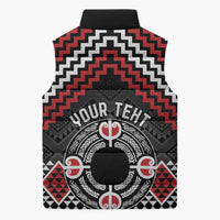 Personalised Aotearoa Niho Taniwha Motif Sleeveless Puffer Jacket Red Style - Polynesian Pride