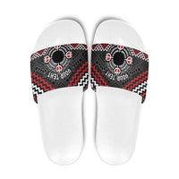 Personalised Aotearoa Niho Taniwha Motif Slide Sandals Red Style LT9 Red - Polynesian Pride