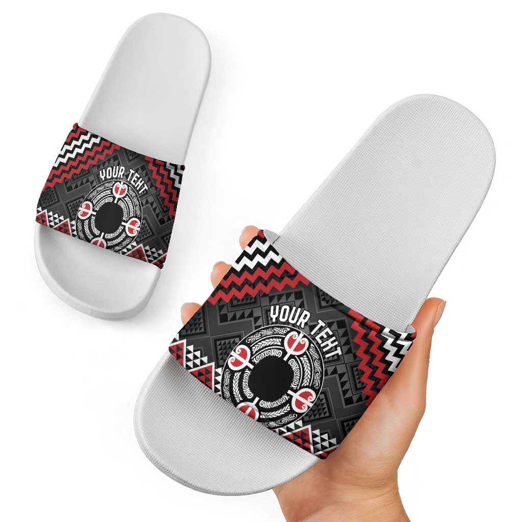 Personalised Aotearoa Niho Taniwha Motif Slide Sandals Red Style LT9 - Polynesian Pride