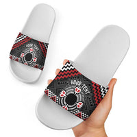 Personalised Aotearoa Niho Taniwha Motif Slide Sandals Red Style LT9 - Polynesian Pride