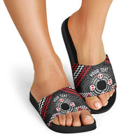 Personalised Aotearoa Niho Taniwha Motif Slide Sandals Red Style LT9 - Polynesian Pride