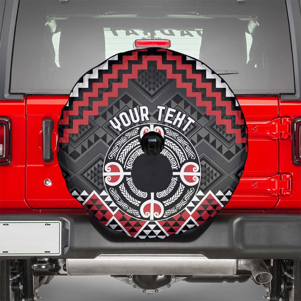 Personalised Aotearoa Niho Taniwha Motif Spare Tire Cover Red Style
