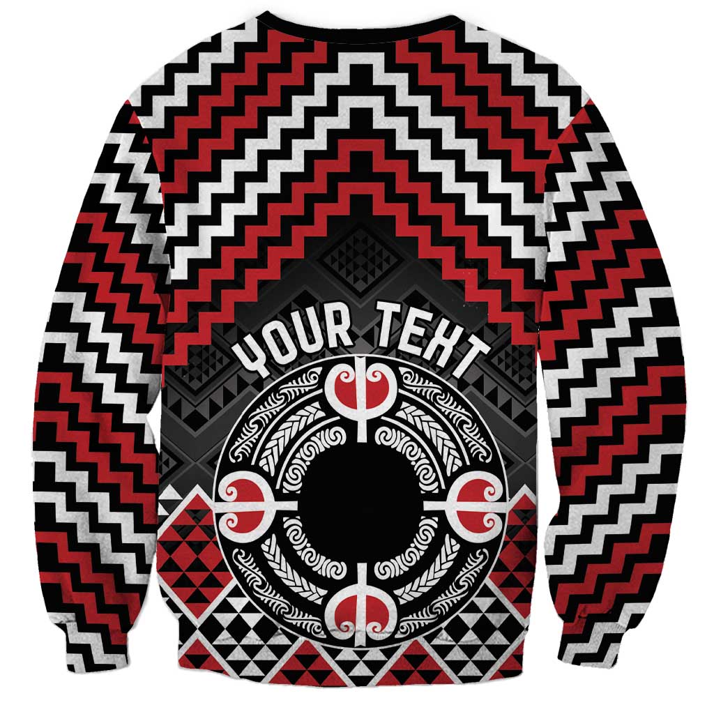 Personalised Aotearoa Niho Taniwha Motif Sweatshirt Red Style LT9 - Polynesian Pride