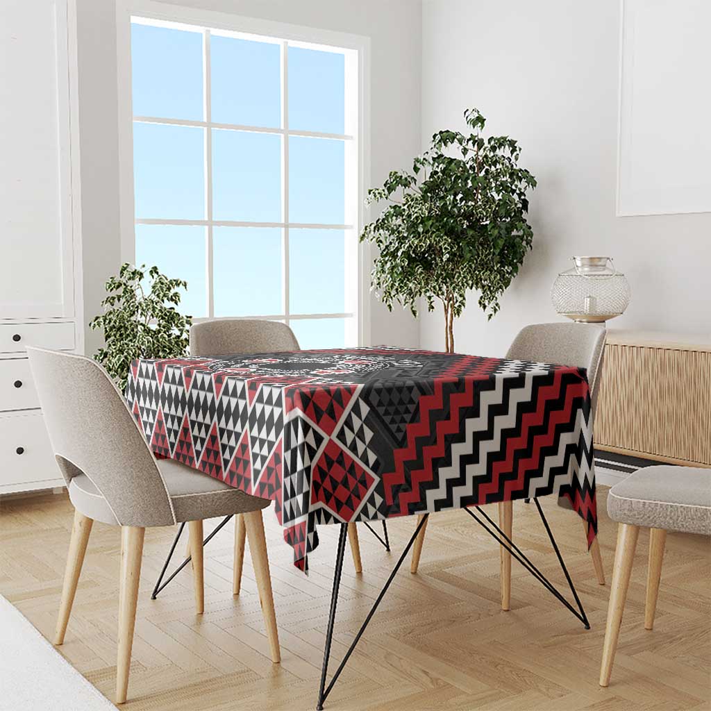 Personalised Aotearoa Niho Taniwha Motif Tablecloth Red Style LT9 - Polynesian Pride