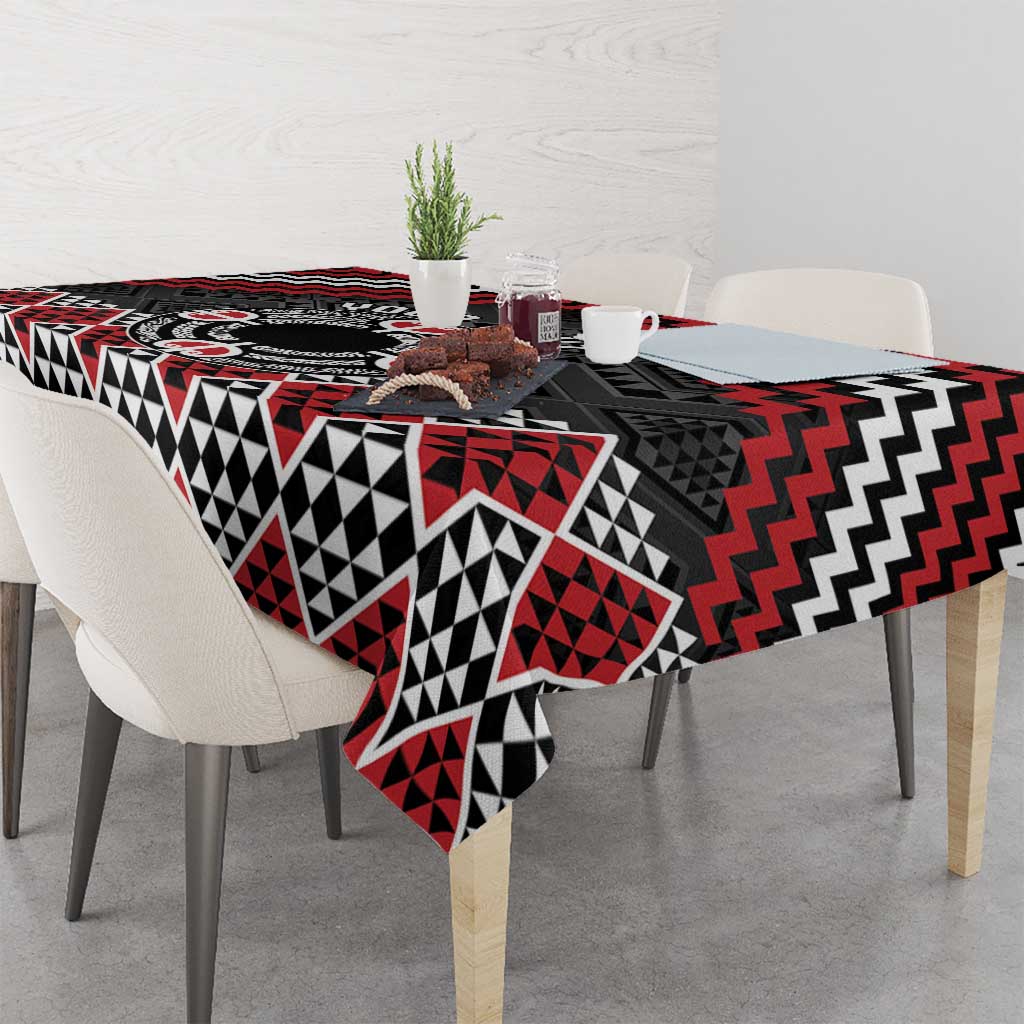 Personalised Aotearoa Niho Taniwha Motif Tablecloth Red Style LT9 - Polynesian Pride