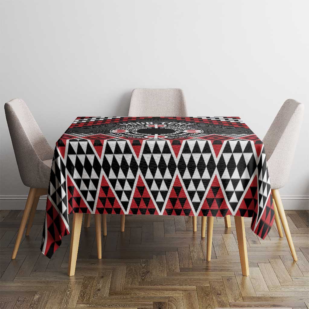 Personalised Aotearoa Niho Taniwha Motif Tablecloth Red Style LT9 - Polynesian Pride