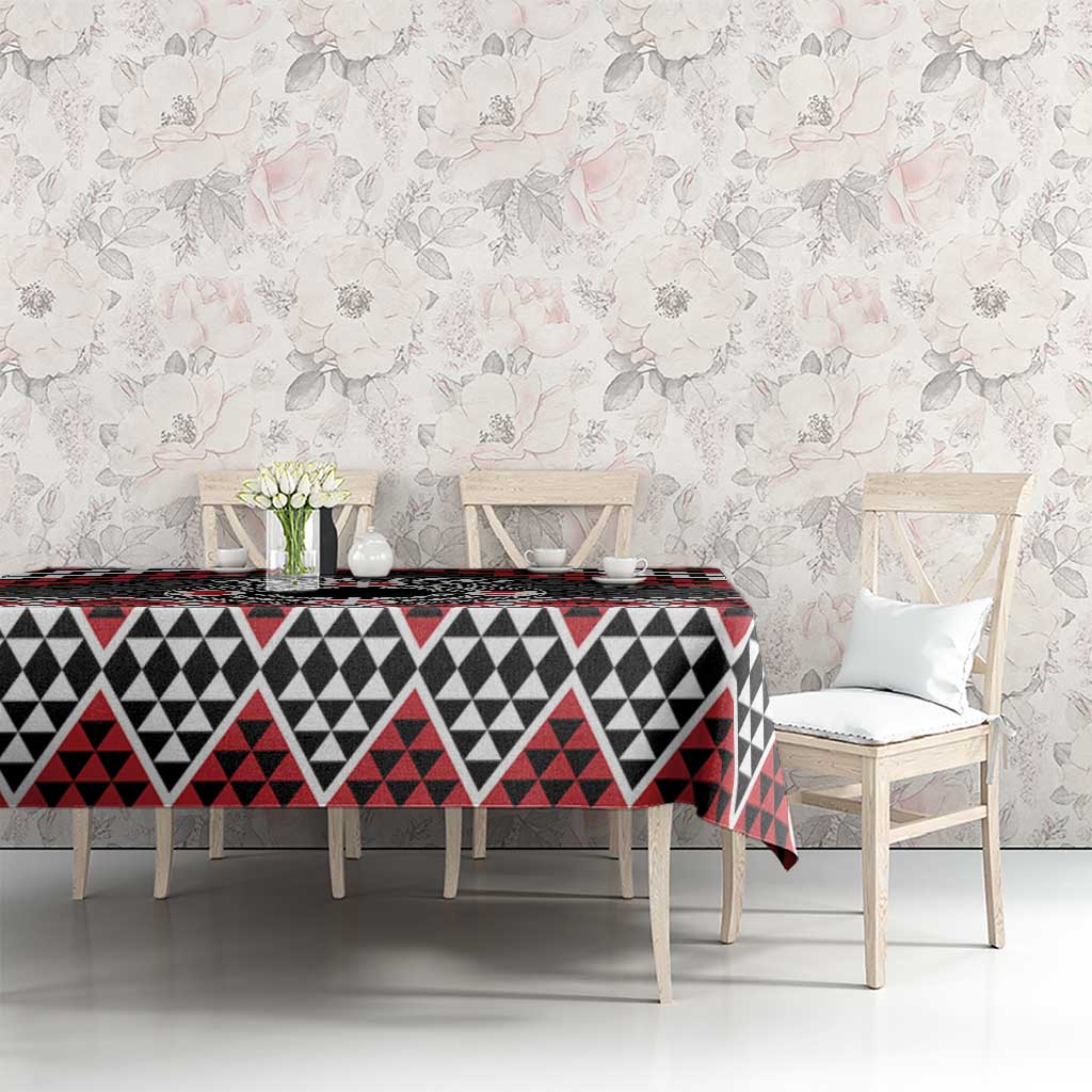 Personalised Aotearoa Niho Taniwha Motif Tablecloth Red Style LT9 - Polynesian Pride