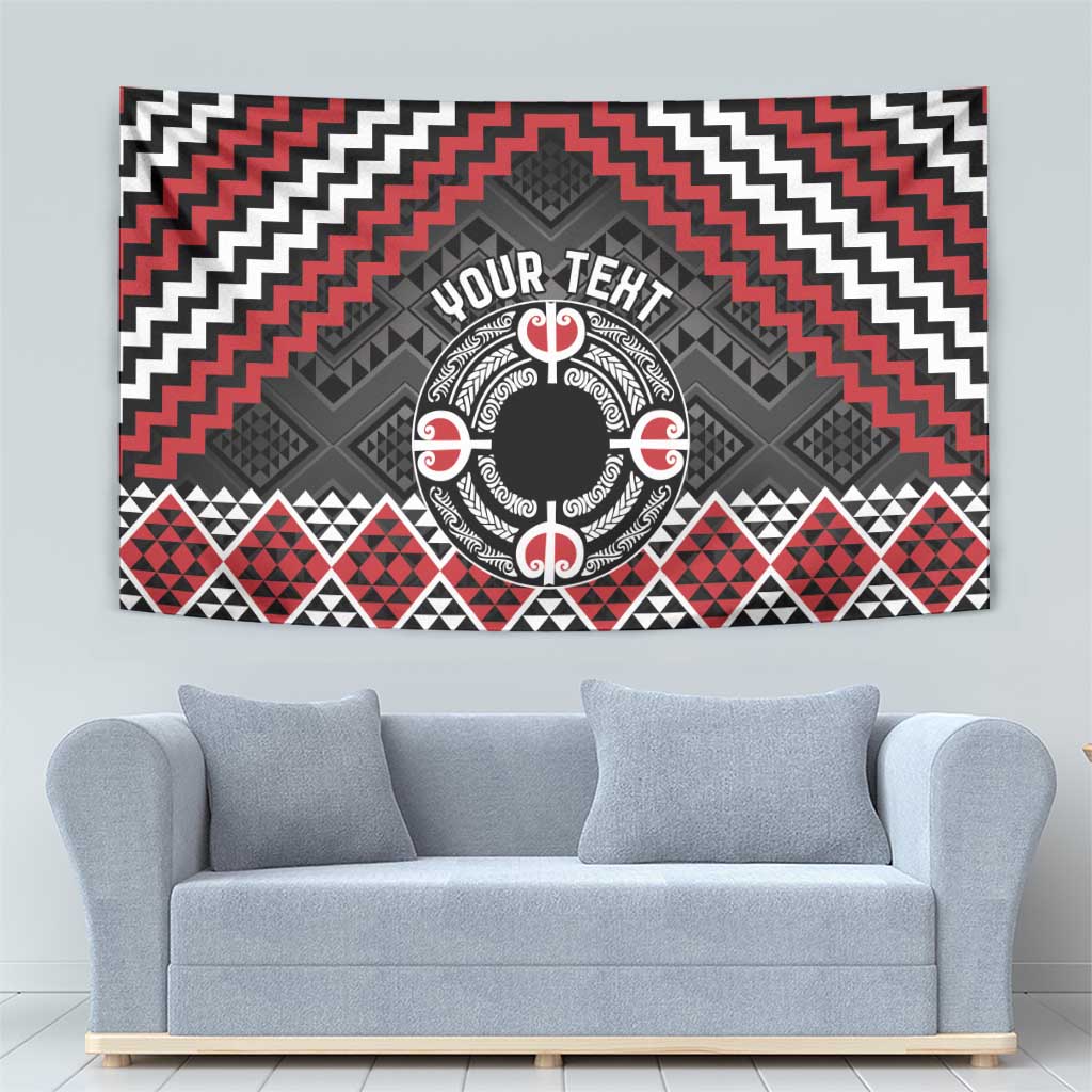 Personalised Aotearoa Niho Taniwha Motif Tapestry Red Style