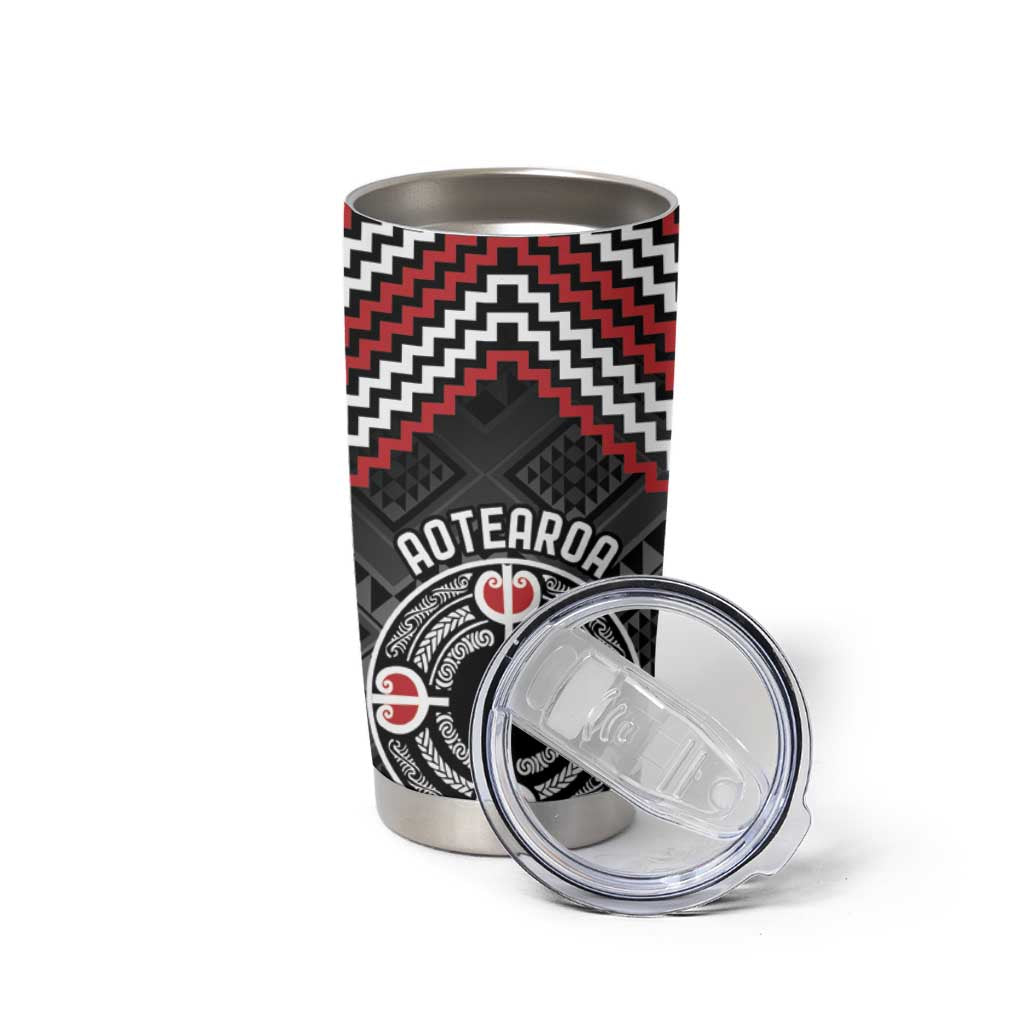 Personalised Aotearoa Niho Taniwha Motif Tumbler Cup Red Style LT9 - Polynesian Pride