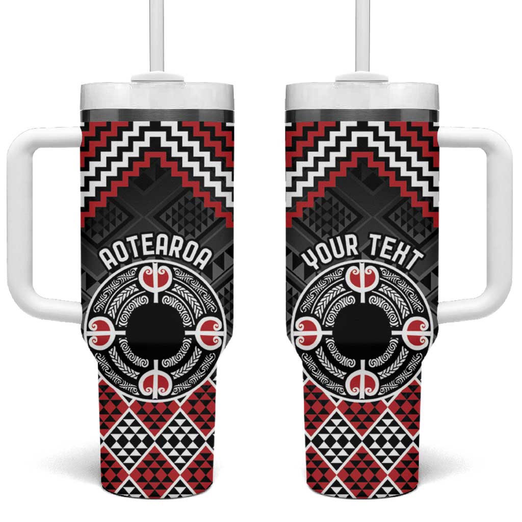 Personalised Aotearoa Niho Taniwha Motif Tumbler With Handle Red Style
